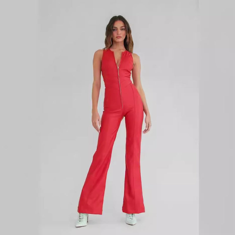 Backless Heart-Shaped Denim Jumpsuit π