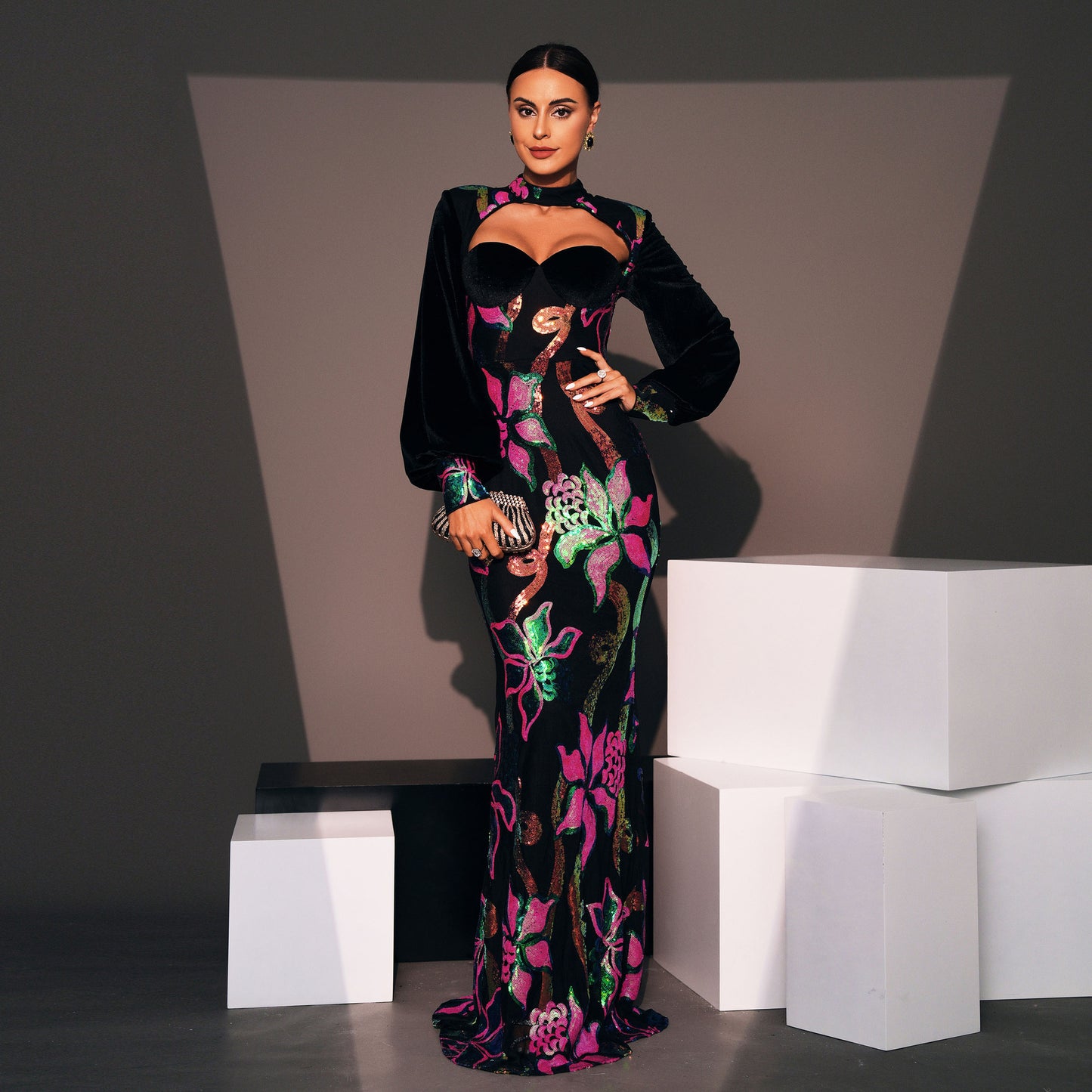 Long Sequined Glam Evening Dress ✨