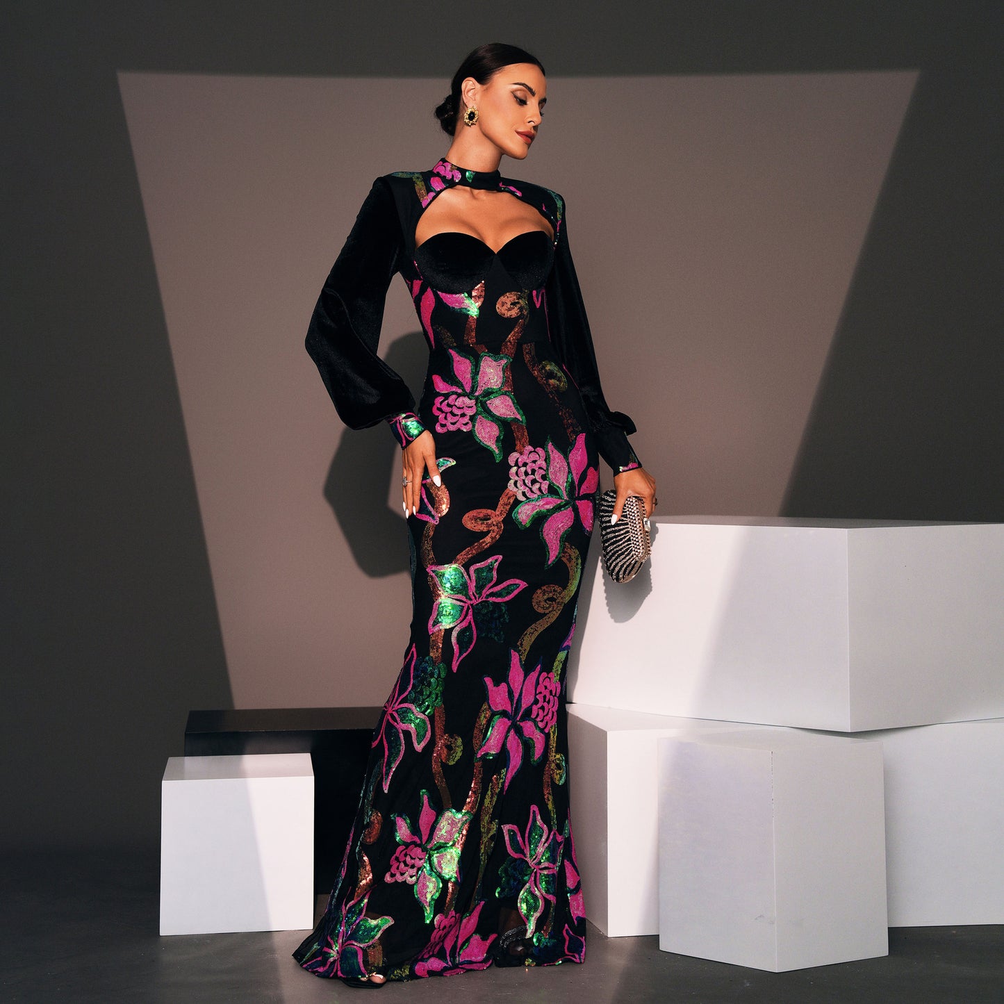 Long Sequined Glam Evening Dress ✨