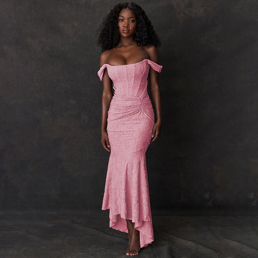Purple Off-Shoulder Ruched Bodycon Party Dress 💜